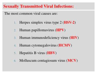 Sexually Transmitted Viral Infections: