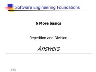 Software Engineering Foundations