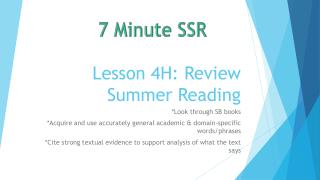 Lesson 4H: Review Summer Reading