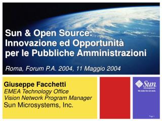 Sun &amp; Open Source: Innovazione ed Opportunità per le Pubbliche Amministrazioni