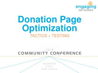 Donation Page Optimization TACTICS + TESTING