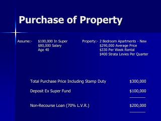 Purchase of Property