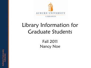 Library Information for Graduate Students