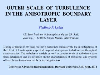 Vladimir P. Lukin V.E. Zuev Institute of Atmospheric Optics SB RAS,