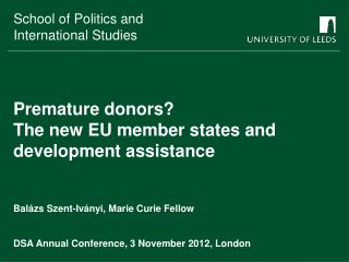 Premature donors? The new EU member states and development assistance