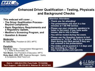 Enhanced Driver Qualification – Testing, Physicals and Background Checks