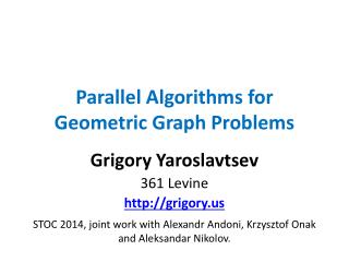 Parallel Algorithms for Geometric Graph Problems