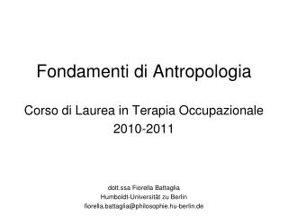 Fondamenti di Antropologia