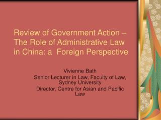 Review of Government Action – The Role of Administrative Law in China: a Foreign Perspective