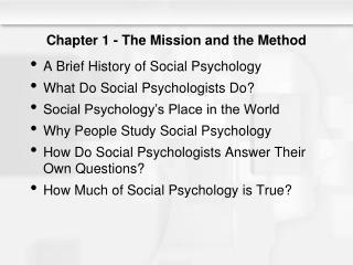 Chapter 1 - The Mission and the Method
