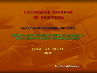 UNIVERSIDAD NACIONAL DE INGENIERIA FACULTAD DE INGENIERIA MECANICA