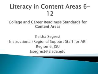 Literacy in Content Areas 6-12