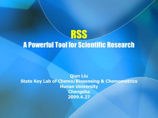 RSS A Powerful Tool for Scientific Research