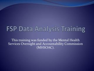 FSP Data Analysis Training
