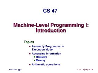 Machine-Level Programming I: Introduction