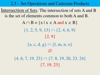 2.3 – Set Operations and Cartesian Products