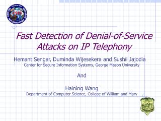 Fast Detection of Denial-of-Service Attacks on IP Telephony