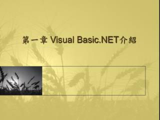 第一章 Visual Basic.NET 介紹