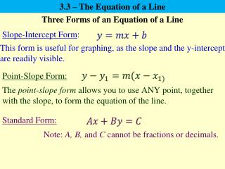 3.3 – The Equation of a Line