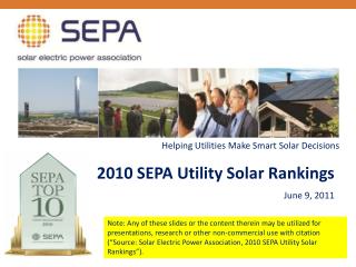 2010 SEPA Utility Solar Rankings June 9, 2011