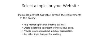 Select a topic for your Web site