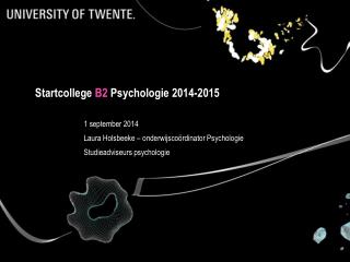 Startcollege B2 Psychologie 2014-2015