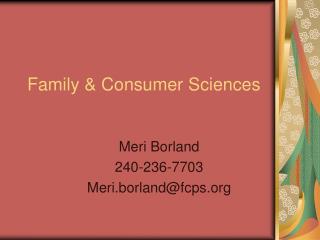 Family &amp; Consumer Sciences
