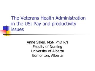 The Veterans Health Administration in the US: Pay and productivity issues