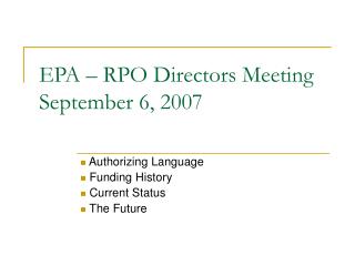 EPA – RPO Directors Meeting September 6, 2007