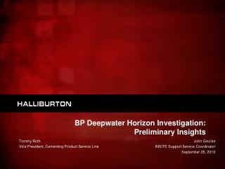 BP Deepwater Horizon Investigation: Preliminary Insights