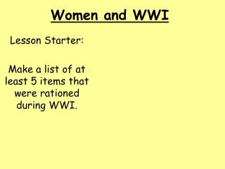 Women and WWI