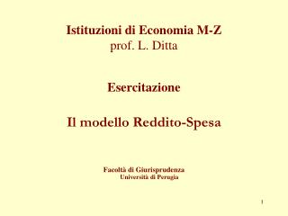 Istituzioni di Economia M-Z prof. L. Ditta