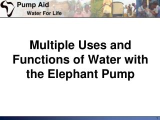 Multiple Uses and Functions of Water with the Elephant Pump