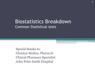 Biostatistics Breakdown Common Statistical tests