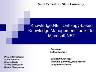 Knowledge.NET Ontology-based Knowledge Management Toolkit for Microsoft.NET