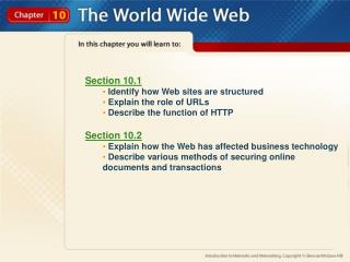 Section 10.1 Identify how Web sites are structured Explain the role of URLs