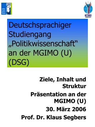 Deutschsprachiger Studiengang „Politikwissenschaft“ an der MGIMO (U) (DSG)