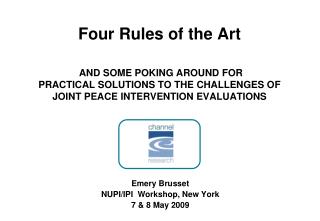 Emery Brusset NUPI/IPI Workshop, New York 7 &amp; 8 May 2009