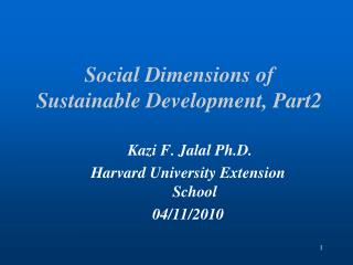Social Dimensions of Sustainable Development, Part2