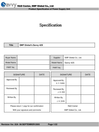 Product Specification of Power Supply Unit