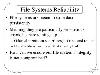 File Systems Reliability