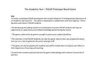 The Academic Year – PGCAP Prototype Board Game