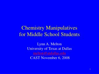 Chemistry Manipulatives for Middle School Students