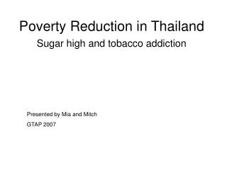 Poverty Reduction in Thailand