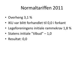Normaltariffen 2011