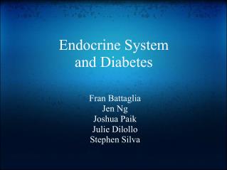 Endocrine System and Diabetes