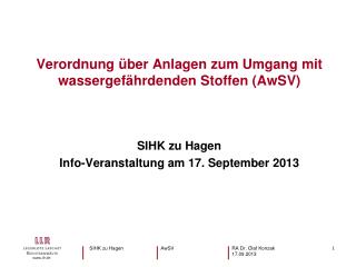 SIHK zu Hagen Info-Veranstaltung am 17. September 2013