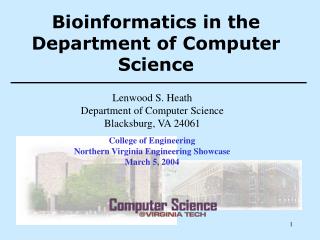 Bioinformatics in the Department of Computer Science