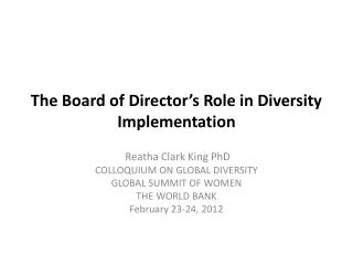 The Board of Director’s Role in Diversity Implementation