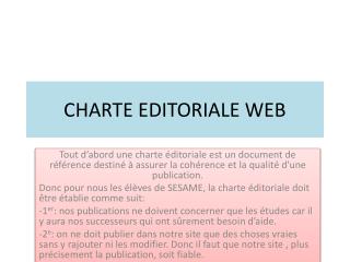 CHARTE EDITORIALE WEB